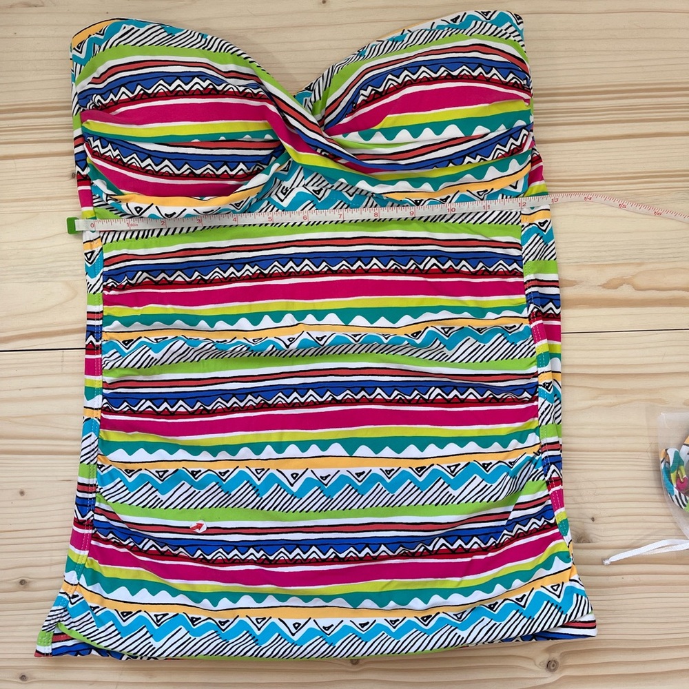 Anne Cole signature womens multicolor striped twist bandeau tankini with straps
